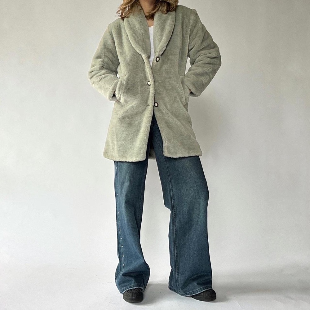 Vintage Faux Fur Coat Gray